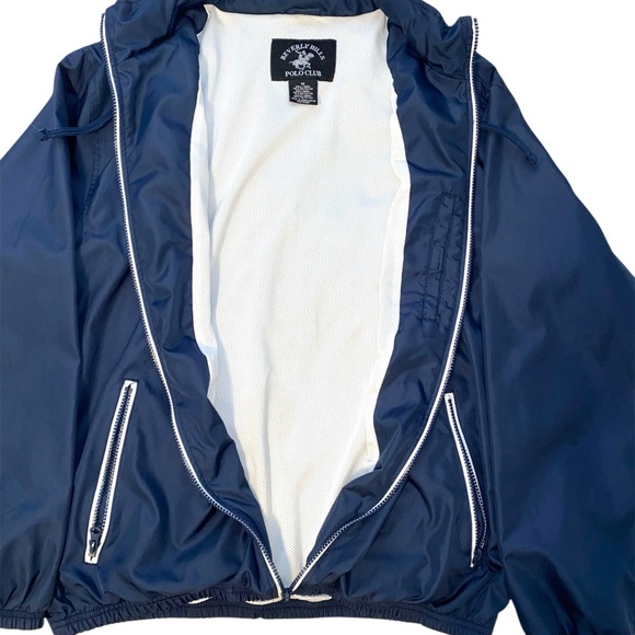 Vintage Beverly Hills Polo Club Windbreaker Jacket - Navy Blue - Picture 2 of 6